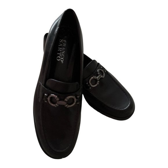 Franco Sarto Black Slip-On Loafers with Metal Details size 6.5M Leather. - Picture 3 of 9